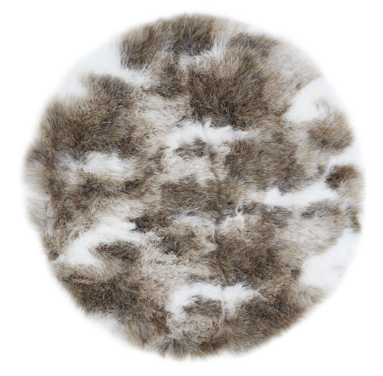 Andiamo Rentier Kunstfell 90 rund FELLE Runde Rentier Kunstfellmatte in braun-weißen Tönen, Draufsicht