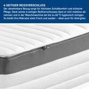 Kaltschaummatratze H4 mit abnehmbarem Bezug und 4-seitigem Reißverschluss, seitliche Perspektive