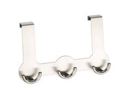 Edelstahl Türgarderobe Rondo mit drei Haken, seitliche Perspektive