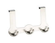 Edelstahl Türgarderobe Rondo mit drei Haken, seitliche Perspektive