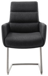 Freischwinger-Sessel in dunklem Stoffbezug, Vorderansicht