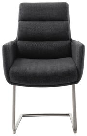 Freischwinger-Sessel in dunklem Stoffbezug, Vorderansicht