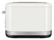 Weißer 2-Scheiben-Toaster mit seitlichen Bedienelementen, Seitenansicht