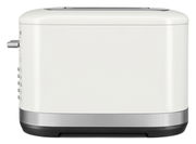 Weißer 2-Scheiben-Toaster mit seitlichen Bedienelementen, Seitenansicht