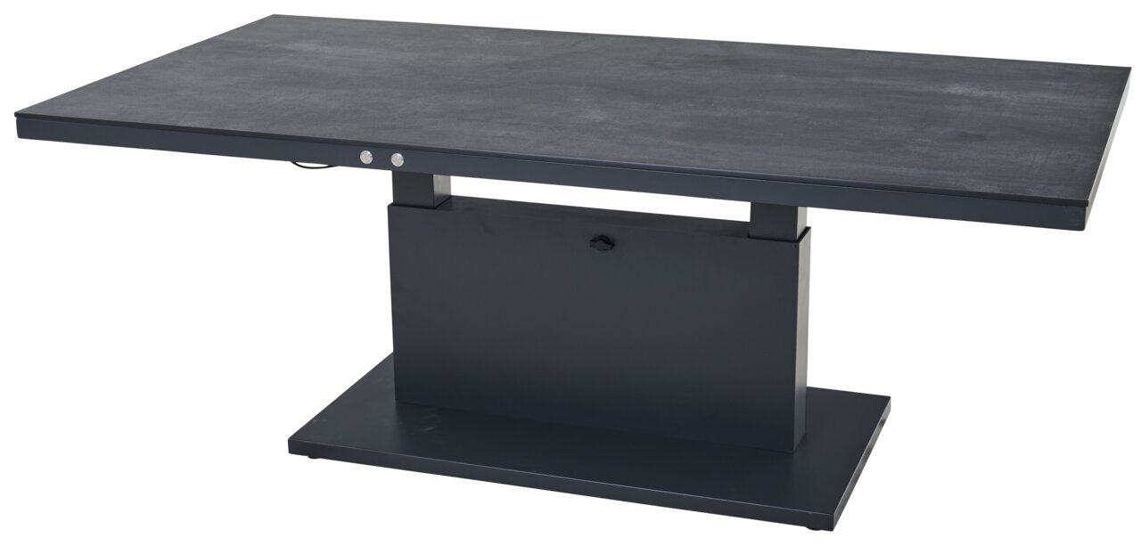 Siena Garden Garten E-Lifttisch TALINA+ Moderner Garten E-Lifttisch in seitlicher Perspektive mit dunkler Tischplatte und stabilem Sockel.