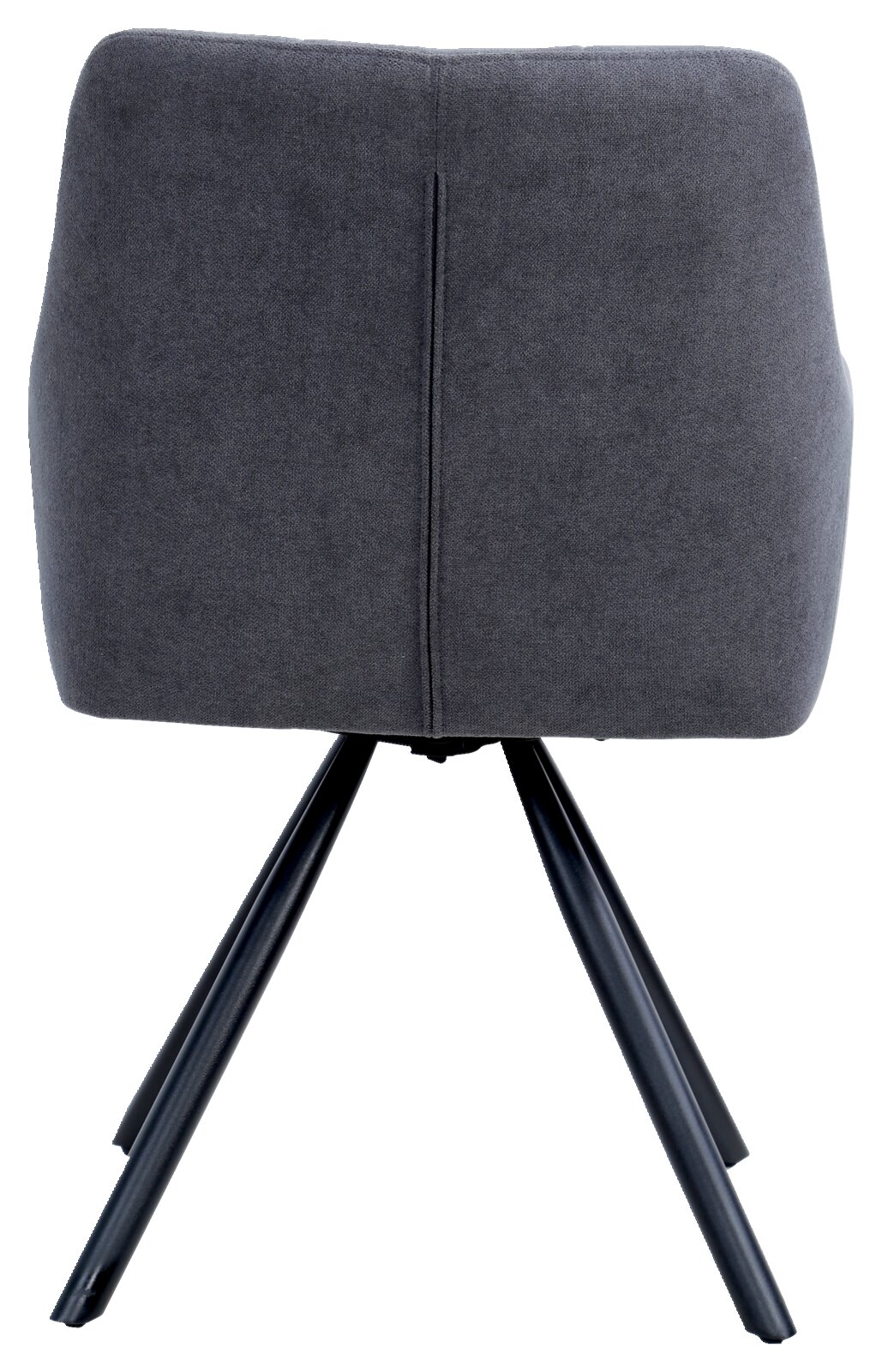 Hom´in Armlehnstuhl REINHOLD Rückansicht eines grauen Armlehnstuhls mit schwarzen Metallbeinen