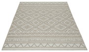 Tapijt Ottowa met geometrisch patroon in beige en wit, gezien van bovenaf