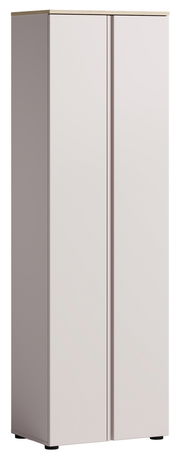 Moderner Garderobenschrank in hellem Holzdesign, frontal abgebildet.