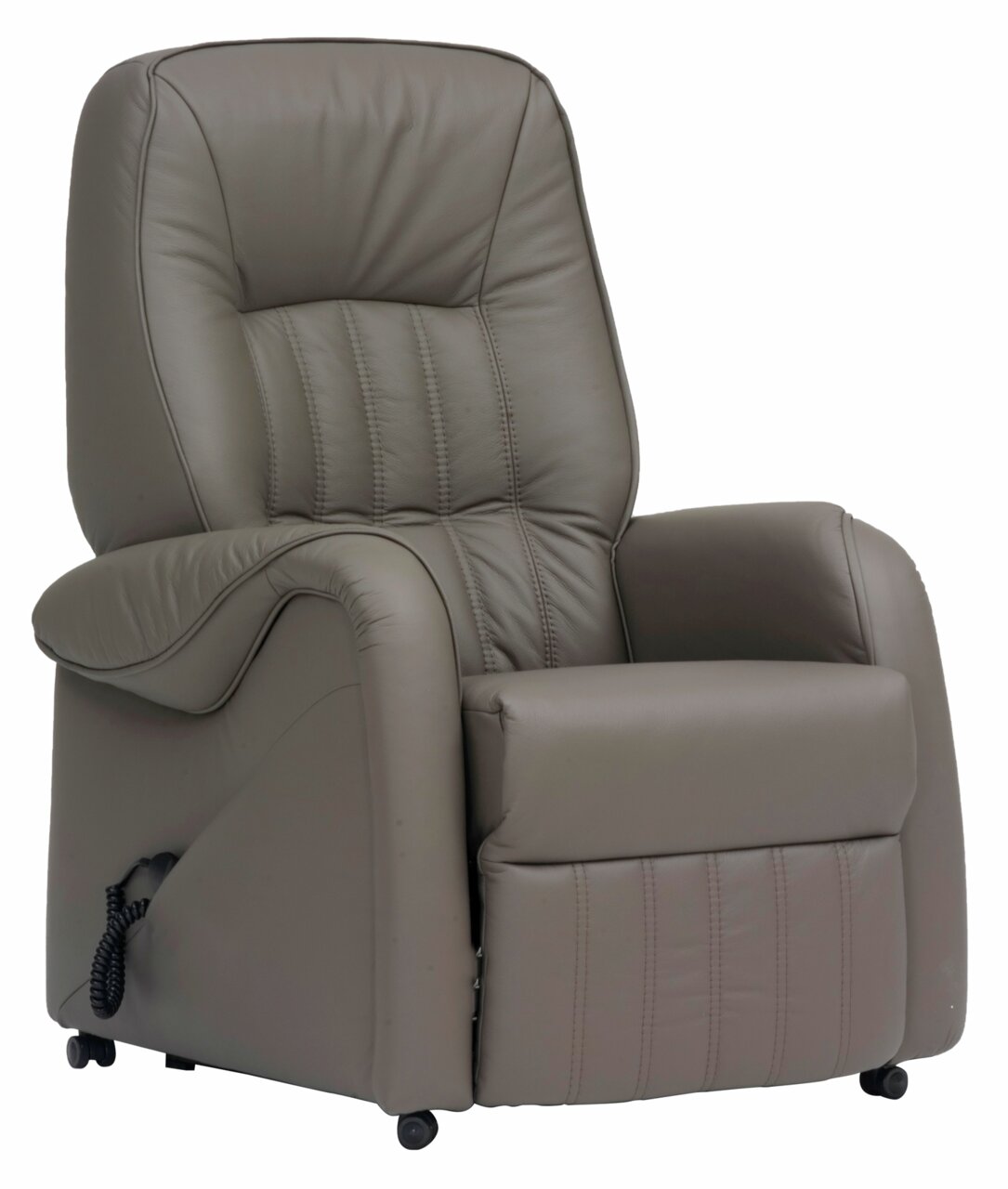 Himolla Fernsehsessel 9687 QUARTETT Bequemer brauner Fernsehsessel aus Leder mit verstellbarer Rückenlehne und Fußstütze, seitliche Perspektive