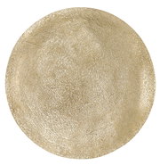 Runde, goldene Tischplatte mit strukturierter Oberfläche, Draufsicht