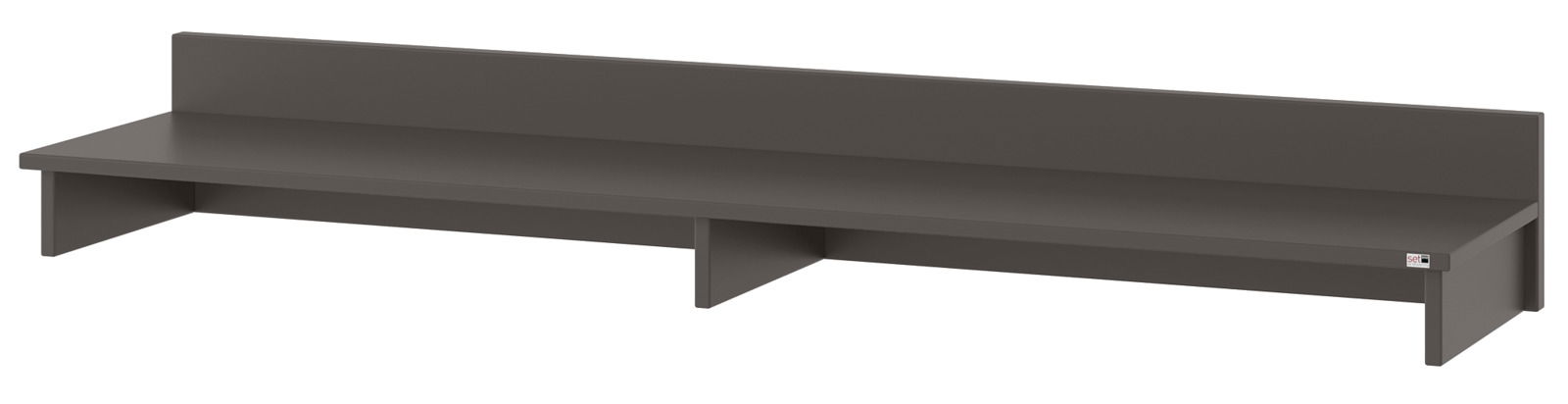 TV-Aufsatz in dunklem Holzton, seitliche Perspektive