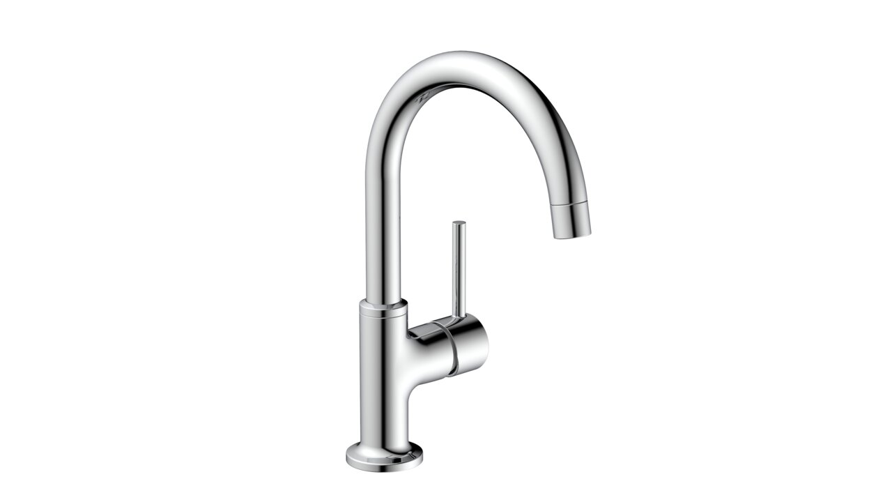 Wasserwerk Waschtischarmatur WT14 Moderne Waschtischarmatur in Chromoptik, seitliche Ansicht