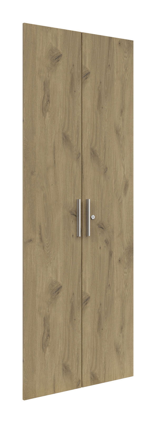 Voleo Türen-Set CONNECT Holzoptik Doppeltür-Set mit silbernen Griffen, frontale Perspektive