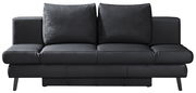 Schwarzes Querschläfer-Sofa aus Leder, Frontalansicht