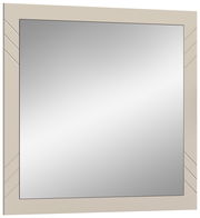 Moderner rechteckiger Spiegel mit beigem Rahmen und dekorativen Linien, seitliche Perspektive