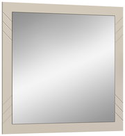 Moderner rechteckiger Spiegel mit beigem Rahmen und dekorativen Linien, seitliche Perspektive