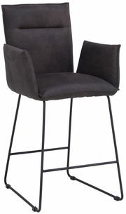 Moderner Tresensessel Valnatura Serie SCALA in dunklem Stoffbezug mit Metallgestell, seitliche Perspektive