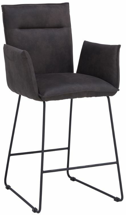 Moderner Tresensessel Valnatura Serie SCALA in dunklem Stoffbezug mit Metallgestell, seitliche Perspektive