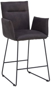 Moderner Tresensessel Valnatura Serie SCALA in dunklem Stoffbezug mit Metallgestell, seitliche Perspektive