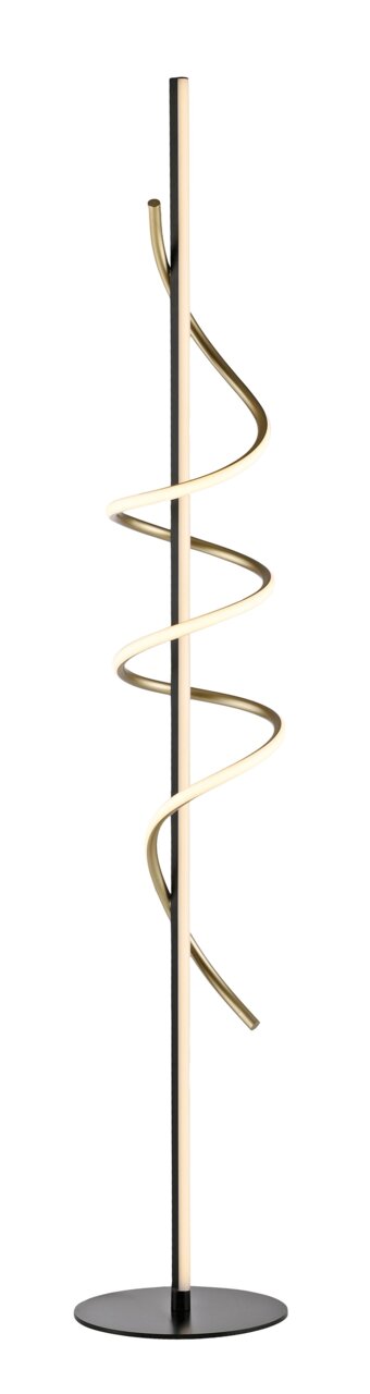 Moderne Stehleuchte mit spiralförmigem Design, seitliche Perspektive