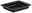 Schwarze Auflaufform aus Metall, rechteckig, in schräger Perspektive von oben fotografiert.