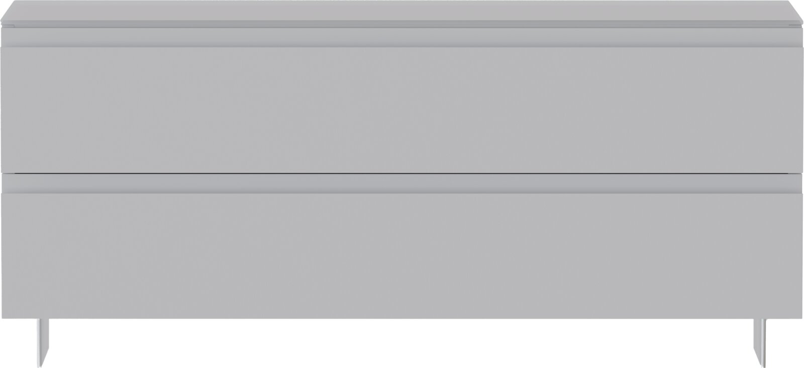 Moderano Garderobenbank LECCO Frontale Ansicht einer modernen, grauen Garderobenbank mit zwei Schubladen.