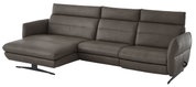 Bruine longchair-set van leer, zijaanzicht