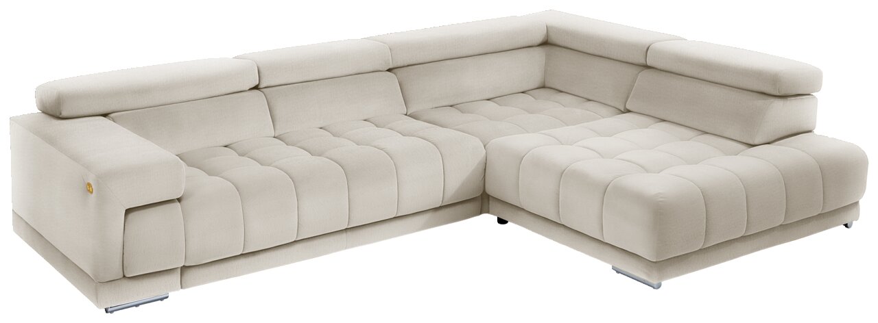 Beldomo Speed Ecksofa SPLIFF S Ecksofa Beldomo Speed SPLIFF S in cremefarbener Polsterung, perspektivisch von vorne links fotografiert.