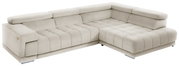 Ecksofa Beldomo Speed SPLIFF S in cremefarbener Polsterung, perspektivisch von vorne links fotografiert.