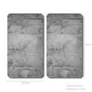 Zwei rechteckige Multi-Glasschneideplatten mit Betonoptik, Maße 28,5 cm x 52 cm, Stärke 0,4 cm, aus der Vogelperspektive.