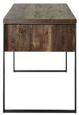 Moderner Schreibtisch aus Holz mit Metallrahmen, Frontalansicht