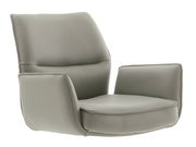 Moderner grauer Barstuhl aus Leder, seitliche Perspektive