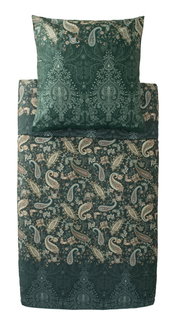 Bettwäsche-Set in 155x220 cm mit grünem Paisley-Muster, Draufsicht
