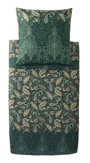 Bettwäsche-Set in 155x220 cm mit grünem Paisley-Muster, Draufsicht
