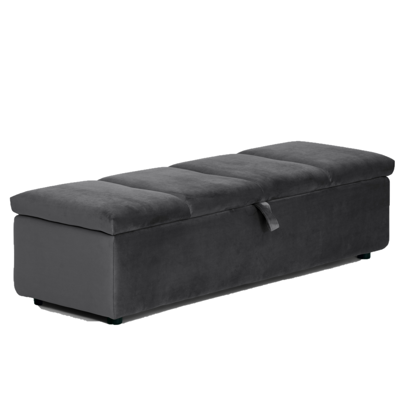 Z2 Hocker mit Stauraum DOWNTOWN Grauer Hocker mit Stauraum, seitliche Perspektive