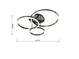 Moderne Deckenleuchte Perpignan mit drei ineinander verschlungenen LED-Ringen, seitliche Perspektive.