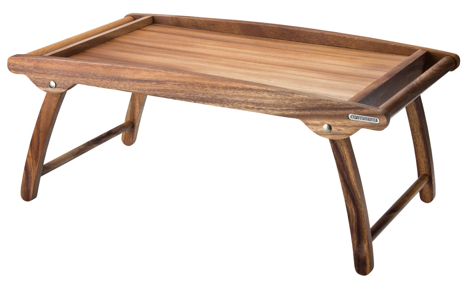 Holz-Betttablett mit klappbaren Beinen, seitliche Perspektive