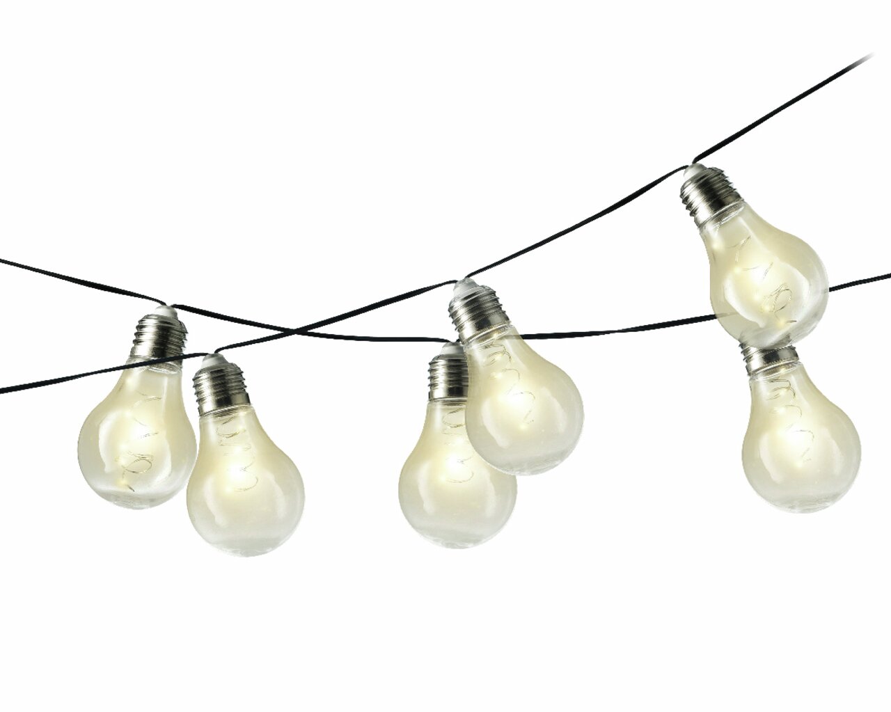 Lumineo Solar Lichterkette mit 10 Lampen Solarbetriebene Lichterkette mit Glühbirnen aus seitlicher Perspektive