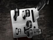 Vogelperspektive auf einen Messerblock Gourmet 7-tlg. mit verschiedenen Messern und einer Schere in einem modernen, eleganten Design.