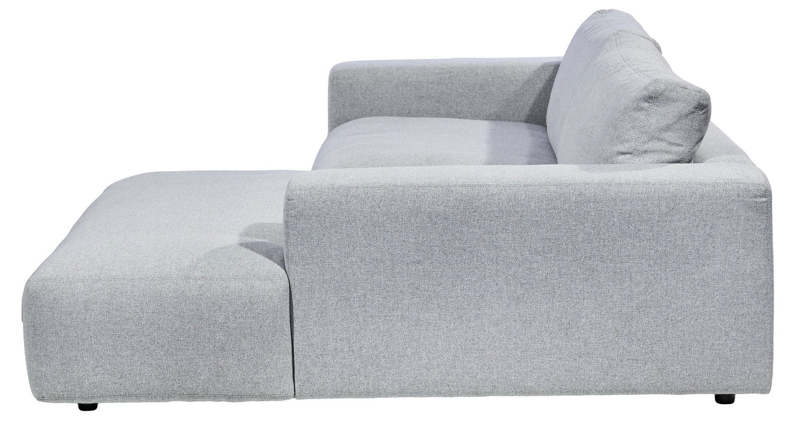 Seitenansicht einer grauen Longchairkombination Musterring LUCIA mit modernem Design und bequemer Polsterung.