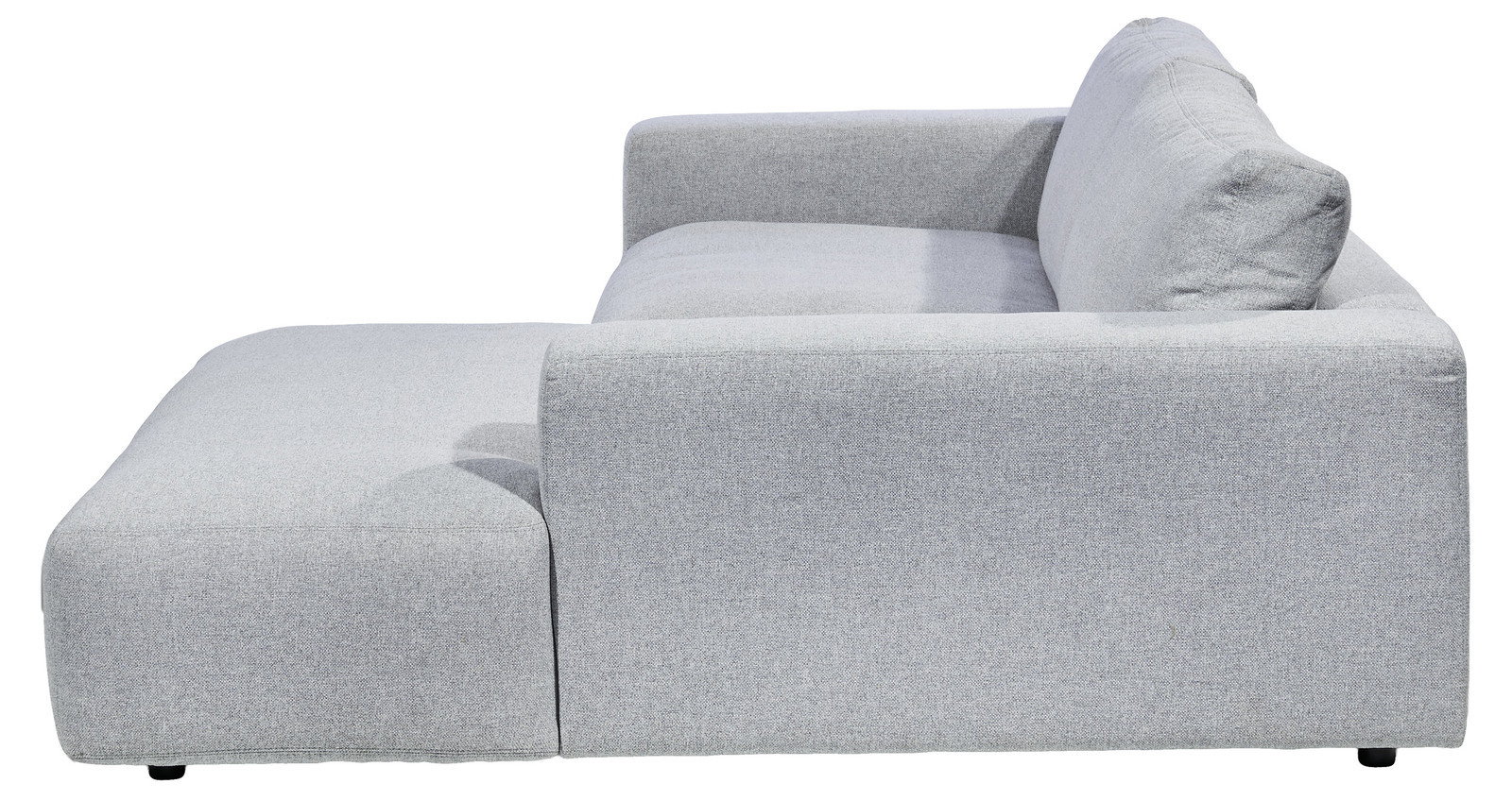 Seitenansicht einer grauen Longchairkombination Musterring LUCIA mit modernem Design und bequemer Polsterung.