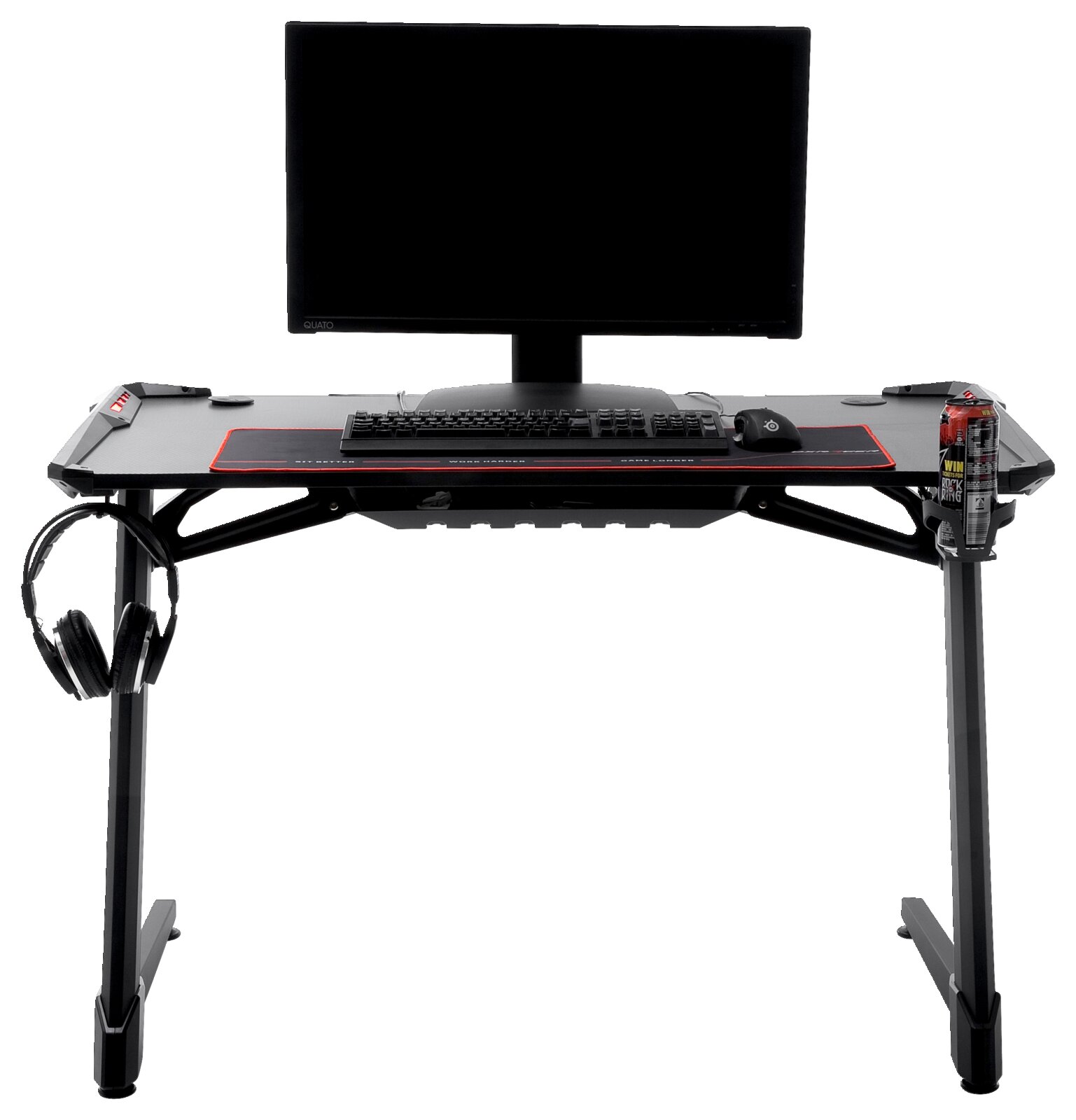 Gaming-Tisch mit Monitor, Tastatur und Maus, Frontalansicht