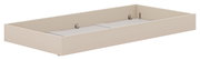 Beige Bettkasten in schräger Perspektive, ideal zur Aufbewahrung unter dem Bett.