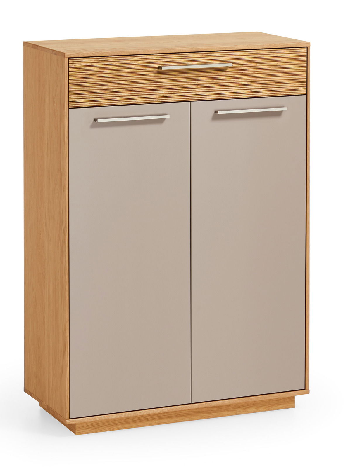 Schuhkommode aus Holz mit zwei Türen und einer Schublade, Frontansicht