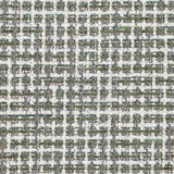 Nahaufnahme eines strukturierten Stoffmusters in einem geometrischen Design mit grünen, weißen und grauen Tönen.