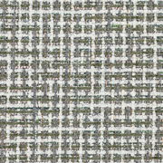 Nahaufnahme eines strukturierten Stoffmusters in einem geometrischen Design mit grünen, weißen und grauen Tönen.