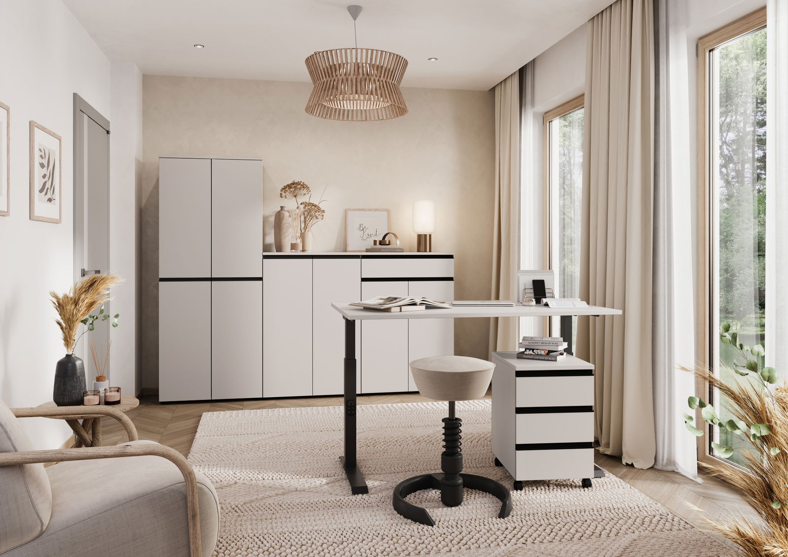 MID.YOU Aktenschrank BEDANO Moderner Aktenschrank in einem stilvollen Büro, seitliche Perspektive