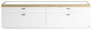 Modernes TV-Lowboard in Weiß mit Holzoberfläche, Frontansicht