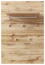 Garderobenpaneel aus Holz mit mehreren Haken und einer Ablage, Frontalansicht