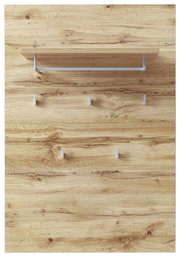 Garderobenpaneel aus Holz mit mehreren Haken und einer Ablage, Frontalansicht